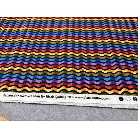 Colorful Wavy Stripe Cotton Fabric 31" x 44" By Ellen Edith For Blank Quilting - Picture 2 of 6
